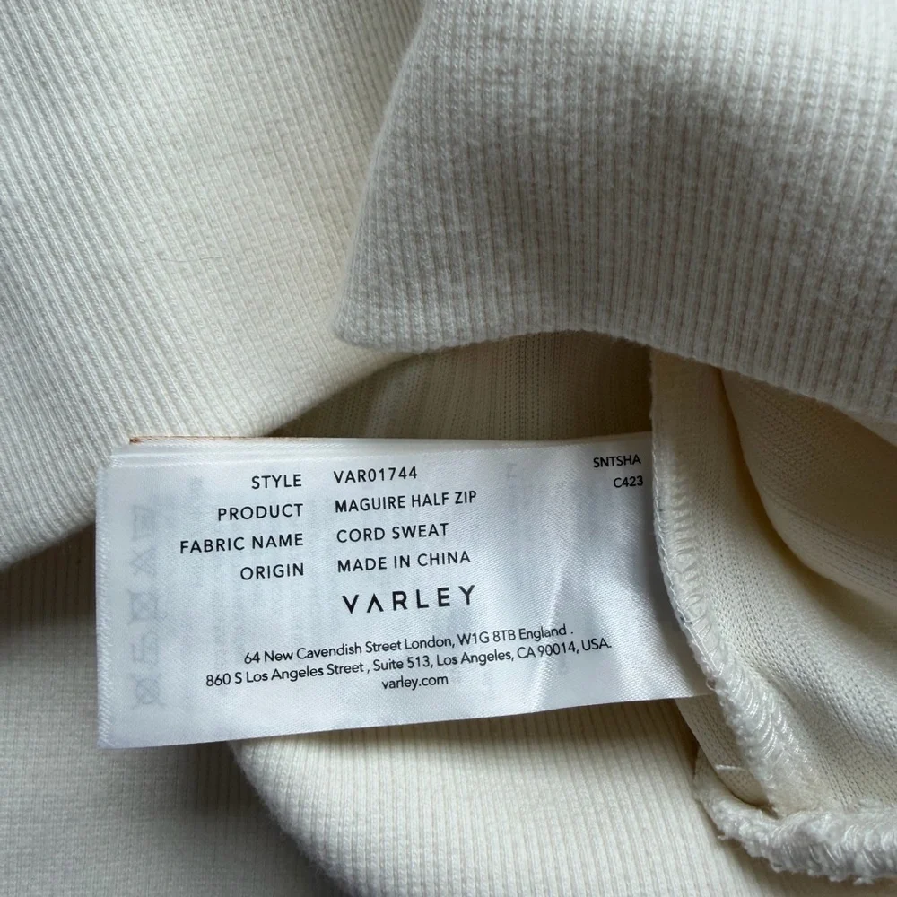 Varley NWT Women’s Maguire Half Zip Sweater Egret Cream Sz XS - Picture 8 of 13